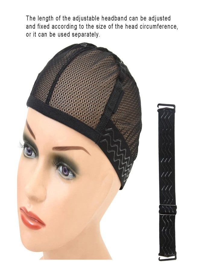 ياتشيو قبعة شعر مستعار شبكية سوداء قطعة واحدة، مزودة بشريط مطاطي سيليكوني مانع للانزلاق، مع شريط سيليكوني قابل للتعديل والإزالة لتثبيت الشعر المستعار في مكانه. - Image 4